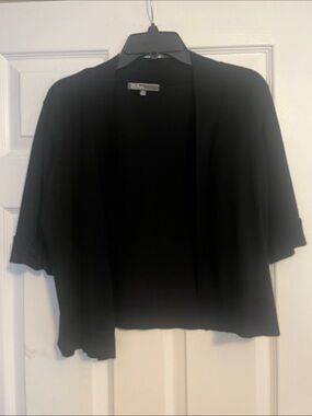 89th & Madison Black Short Sleeve Open-Front Cardigan